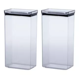 Jogo 2 Potes Herméticos Retangulares 2600ml Empilháveis Cor Transparente