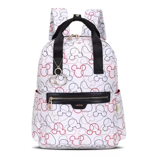 Mochila Feminina Disney Mickey Mouse Bege 37x28x13cm 13l