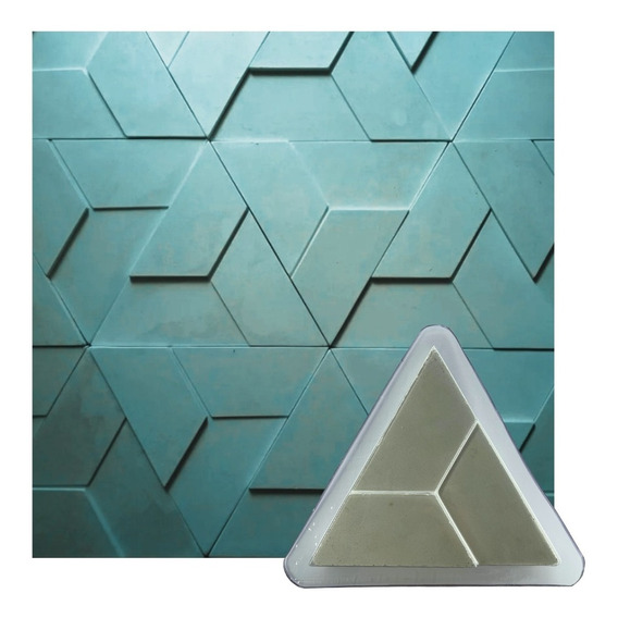 8 Moldes Triángulo Escalonado Panel 3d Yeso Concreto Pet-pvc