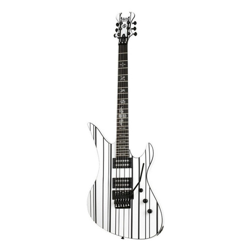 Guitarra eléctrica Schecter Synyster Standard de caoba gloss white with black pin stripes brillante con diapasón de ébano