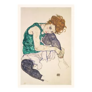 Cuadro Mujer Sentada Egon Schiele 50x75 Marco Vidrio Mycarte