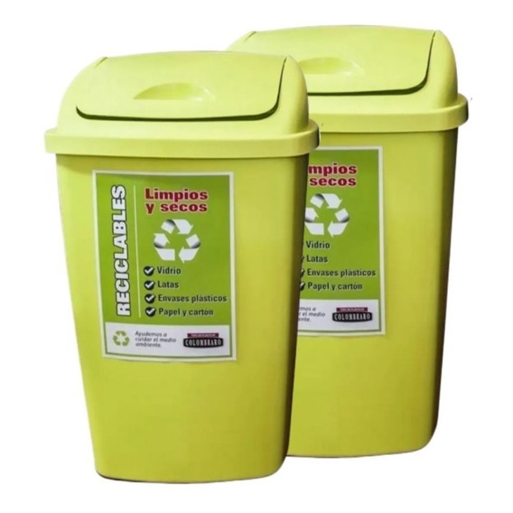 2 Tachos De Residuos/ Basura 25 Lts T/rebatible Colombraro