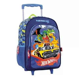 Mochila Escolar Wabro Hot Wheels 75111 Color Azul