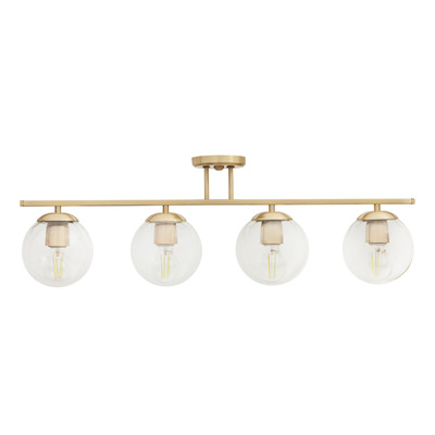 Plafon 4 Luces Barral Elyn Dorado Globo Transparente E27 