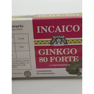  Ginkgo Biloba 80 Incaico X 30 Comprimidos Vitamina E