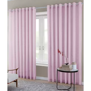 Cortina Blackout Pvc Com Tecido Voil Xadrez 2,30 X 2,80 Cor Rosa-claro