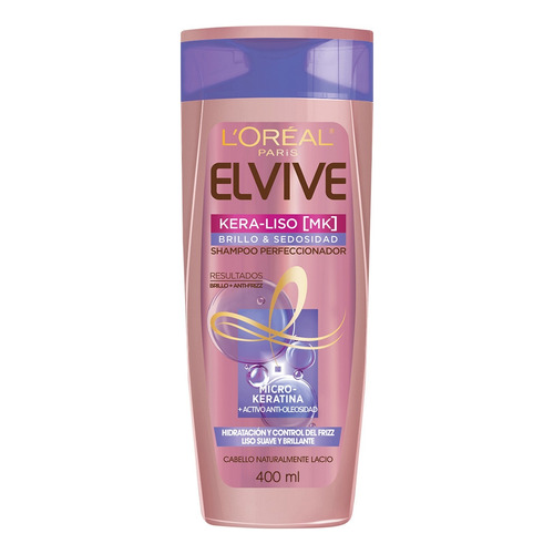 Shampoo Pelo Lacio Kera Liso Brillo Elvive L'Oréal 400ml