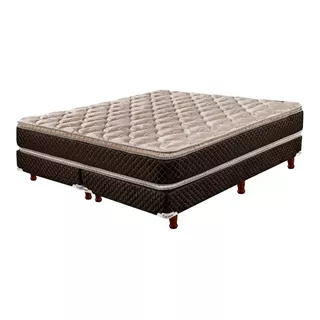 Sommier Sommier Cannon Espuma Exclusive Pillow Top King De 200cmx180cm  Marrón Y Beige Con Base Dividida