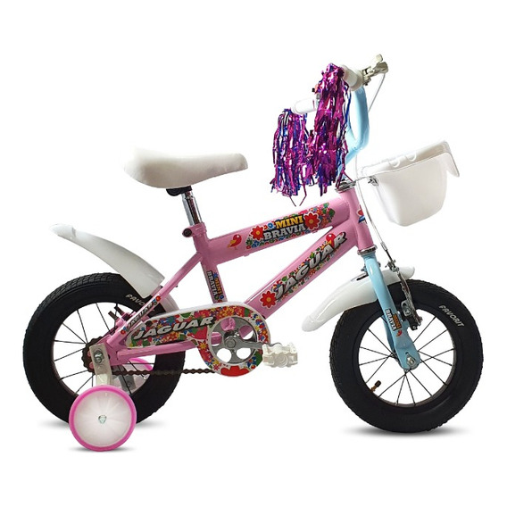 Bicicleta Infantil Niña Llanta Inflable Y Canasta Rodada 12 Color Rosa