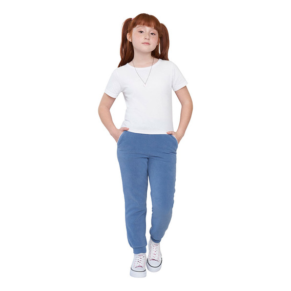 Pantalón De Buzo Niña Kids Polar Celeste Corona