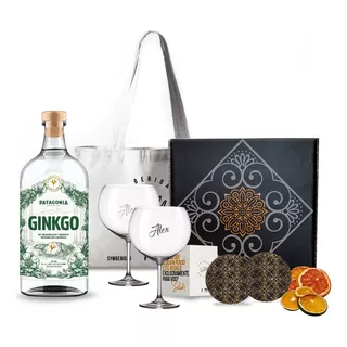 Box Regalo Gingko Copas Transparentes Grabadas Gin Botanico