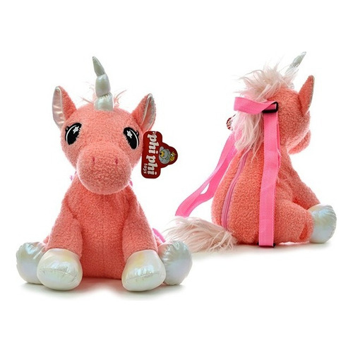 Mochila Urbana Phi Phi Toys Unicornio Unicornio Color Coral Diseño Peluche