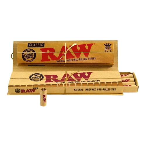 Raw Connoisseur Ks Slim + Prerolled Tips Classic -ramos Grow Sabor Sin sabor