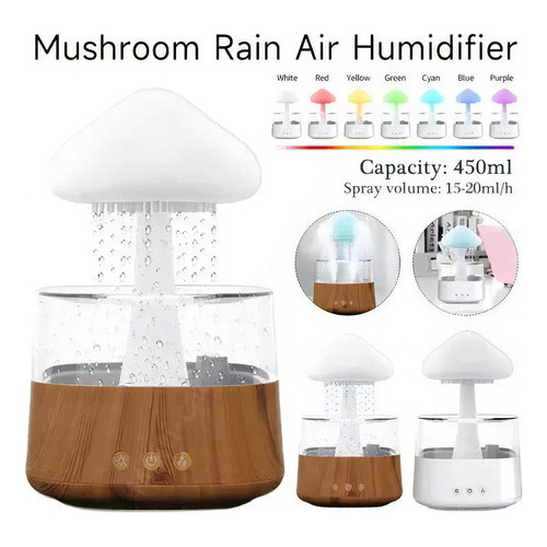 Humidificador De Aire Mushroom Cloud Rain, Colorida Luz Noct Color Blanco