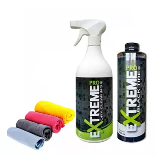 Kit Limleza Automotiva Lava Lavagem A Seco Ecologica 1 Extreme Pro 1l + Pretinho Pneu Black Tire + 4 Flanela Microfibra 