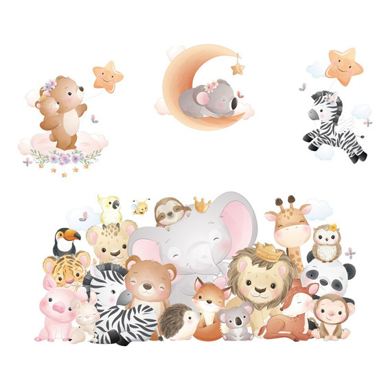 Vinilo Infantil Decorativo De Pared Animales