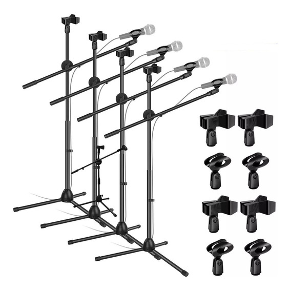 4x Pedestal Soporte De Micrófono Stand Kit Para 8 Micrófono