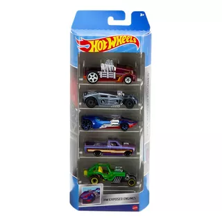 Hot Wheels Pack Com 5 Carros Exposed Engines Hfv90 - Mattel