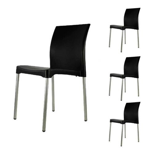Set 4 Sillas Mundo In Vivanti Restaurante Color de la estructura de la silla Negro