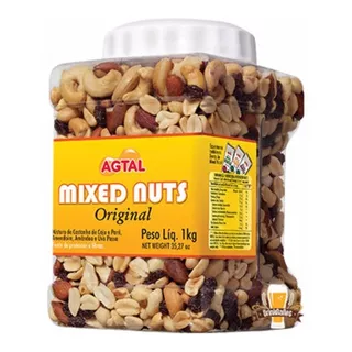 Nuts Agtal - Castanhas - Amendoim - Passas - 1 Pote De 1kg 