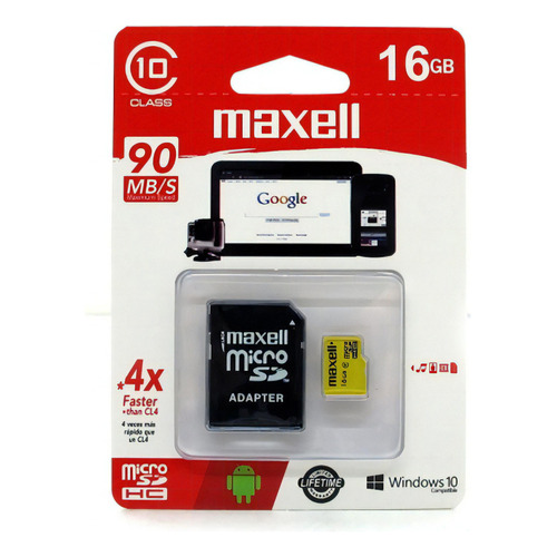 Micro Sd Maxell 16gb Clase 10 Con Adaptador - Otec