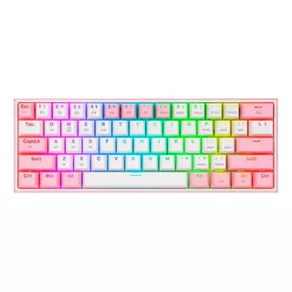 Teclado Gamer Bluetooth Redragon Fizz Pro K616-rgb Qwerty Inglés Us Color Blanco Y Rosa Con Luz Rgb