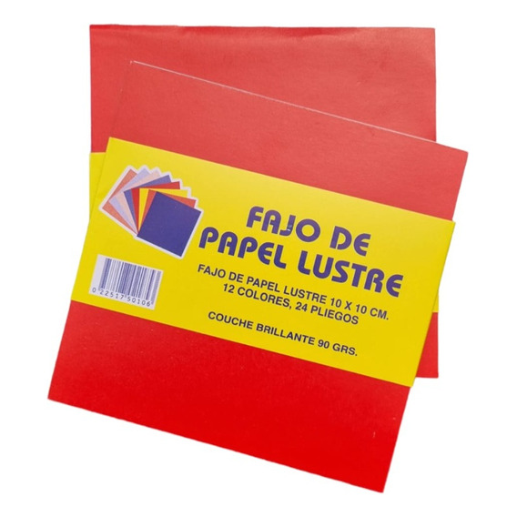 Pack 5 Papel Lustre 10x10 - 24 Hojas P/paquete - 12 Colores