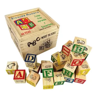 Cubo De Madera 48 Piezas Juguete Didactico Letras Y Numero