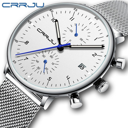 Reloj Crrju para hombre, calendario, cronógrafo de cuarzo