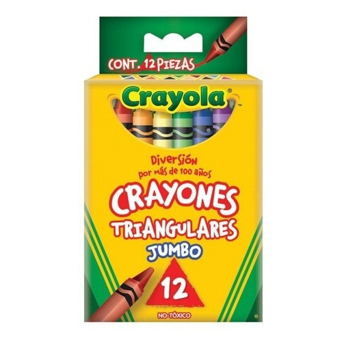 12 Crayones Triangulares Jumbo Colorear Escolar Crayola