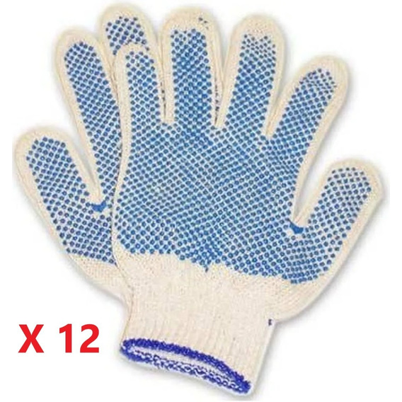 Pack X12 Guantes Moteados De Trabajo Reforzado Resistente