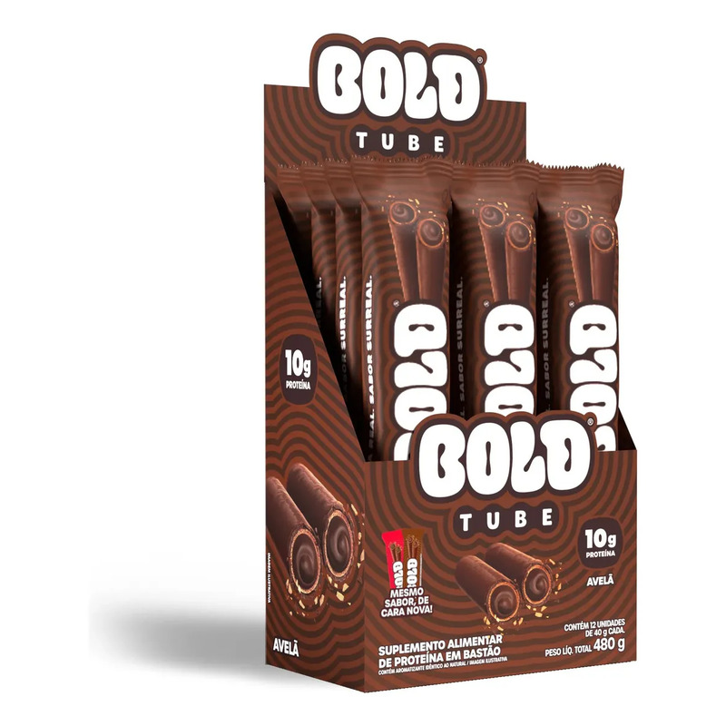 Bold Chocolate Proteico Tube Caixa 12 Unidades Sabor Avelã