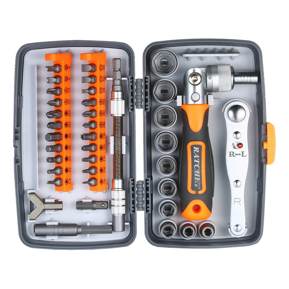 Llave Destornillador Portátil 38pc Ratchet Kit Flexible . .