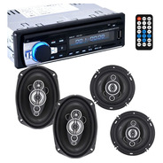 Stereo Bluetooth Estereo J520 Auto Usb Mp3 Fm + 4 Parlantes