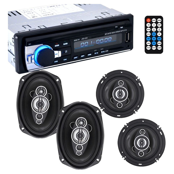 Stereo Bluetooth Estereo J520 Auto Usb Mp3 Fm + 4 Parlantes!