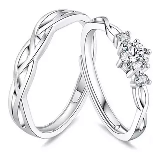 Par Anillos Promesa Plata 925 Pareja Novios Amor Infinito