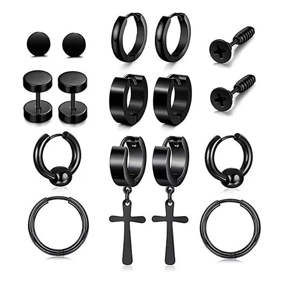 Pack 8 Pares Aretes Hombre Con Piercing, Arracadas Hombre