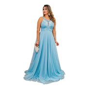Vestido Rodado Princesa - Azul Serenity - Madrinha Formatura