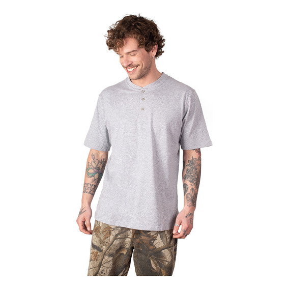 Polera Hombre Cuello Redondo Botones Molle Uv+pro Lenga®