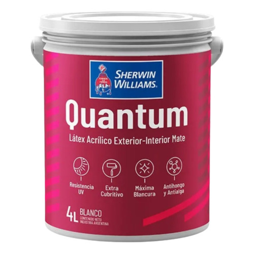 Quantum  Látex Acrílico Interior Exterior Mate Blanco 4lts