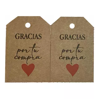 Etiquetas Tags Gift Kraft Gracias Por Tu Compra 100uds.
