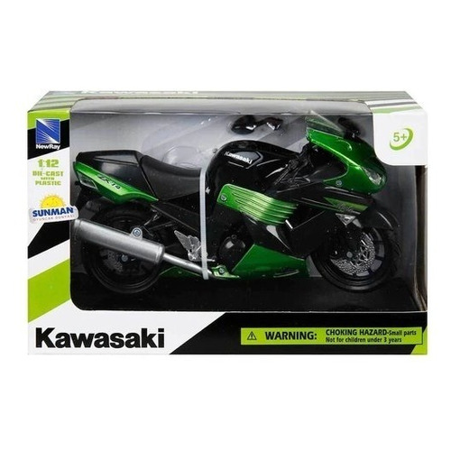 Kawasaki Zx-14 2011 Motocicleta Verde New Ray Escala 1:12