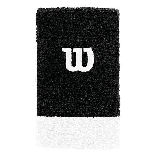 Par De Muñequeras De Tenis Deportiva Sudor Wilson Ancha Color Negro-blanco Talla Única