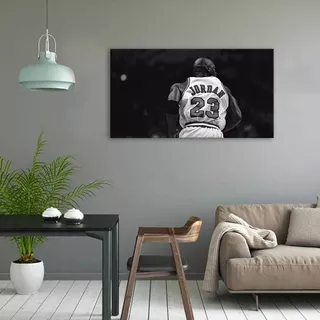 Cuadro Decorativo Michael Jordan Blanco Y Negro En Bastidor 