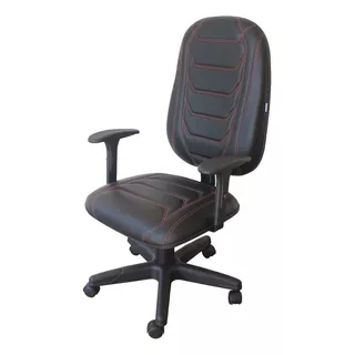Cadeira Gamer Spider Efx Braço Regulável Modelo Presidente Cor Costura Laranja / Couro Preto