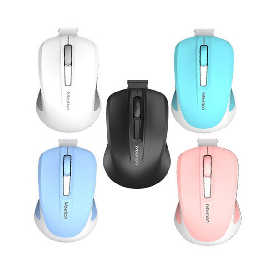 Mouse Inalámbrico Minigo 2.4g Meetion Bateria Incorporada Color Celeste