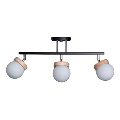 Aplique Sistema 3 Luces Elyn Blanco Madera Globo Opal G9