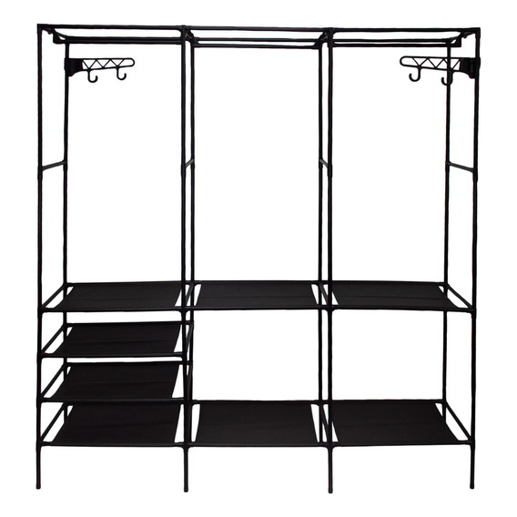 Negro - Closet Rack Organizador Metalico Repisas Zapatero Ar