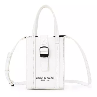 Bolsa Camera Bag Colcci V23 Branco Feminino Acambamento Dos Ferragens Níquel Desenho Do Tecido Liso