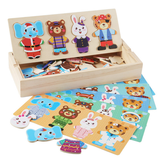 Juguete De Madera Montessori Rompecabeza Puzzle Montaje Ropa